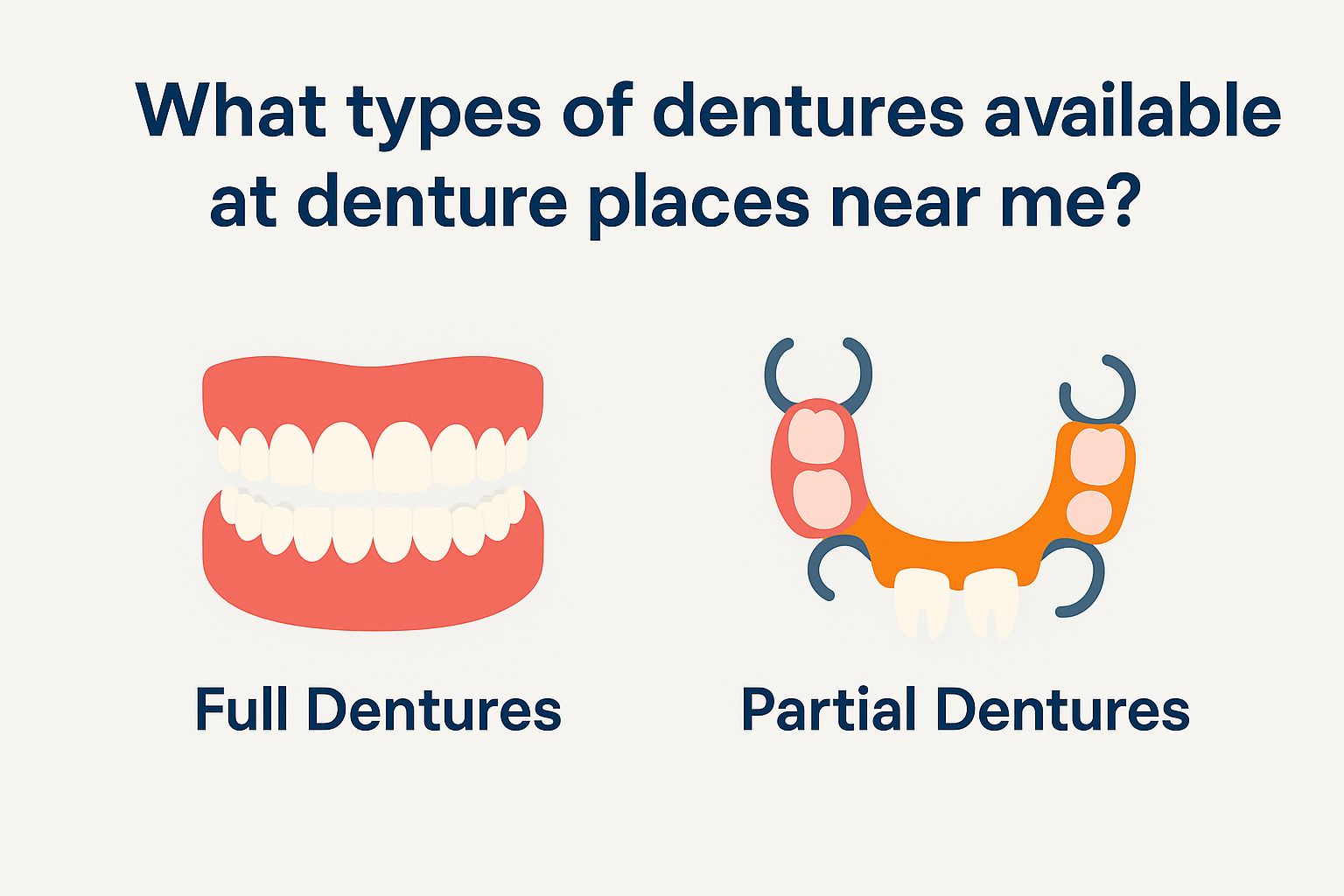 What types of dentures are available at denture places near me?